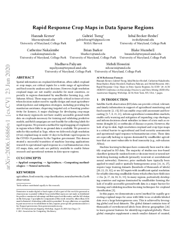 (PDF) Rapid Response Crop Maps in Data Sparse Regions