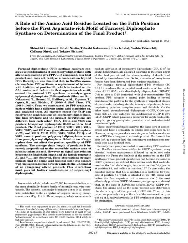 (PDF) A Role of the Amino Acid Residue Located on the Fifth Position ...