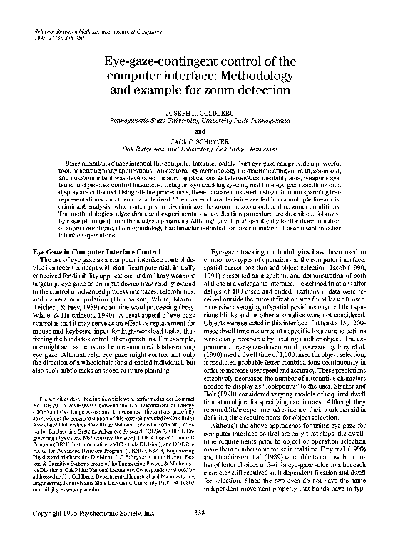 (PDF) Eye-gaze-contingent control of the computer interface ...