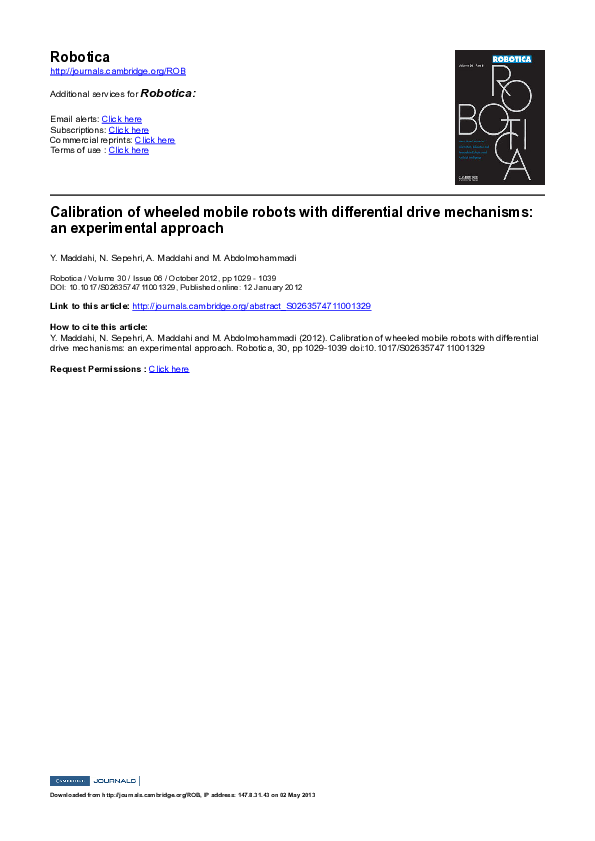 (PDF) Calibration of wheeled mobile robots with differential drive ...