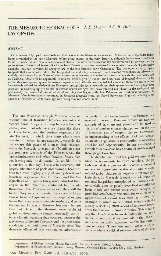 (PDF) The Mesozoic Herbaceous Lycopsids