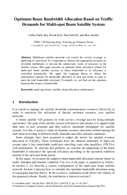 (PDF) Optimum Beam Bandwidth Allocation Based on Traffic Demands for ...