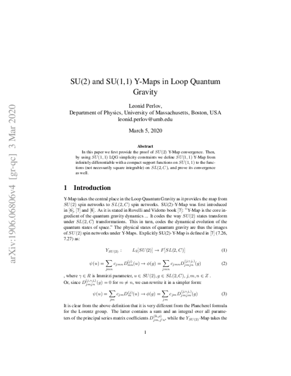 (PDF) SU(2) and SU(1,1) Y-Maps in Loop Quantum Gravity