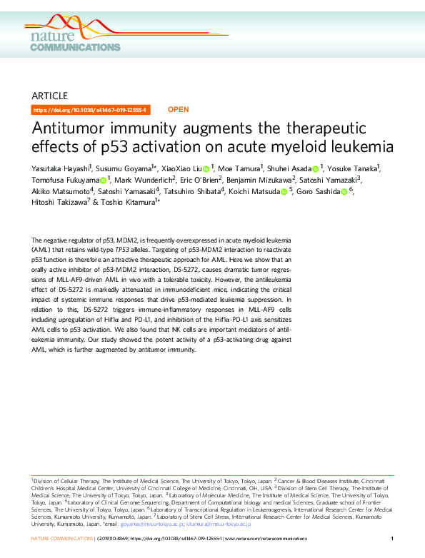 (PDF) Antitumor immunity augments the therapeutic effects of p53 ...
