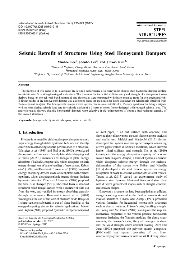 (PDF) Seismic retrofit of structures using steel honeycomb dampers
