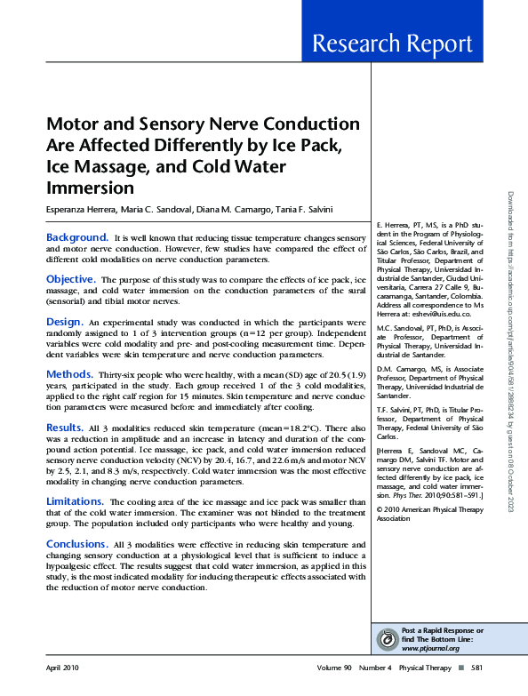 (PDF) Motor and Sensory Nerve Conduction Are Affected Differently by ...