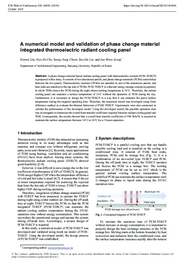 (PDF) A numerical model and validation of phase change material ...