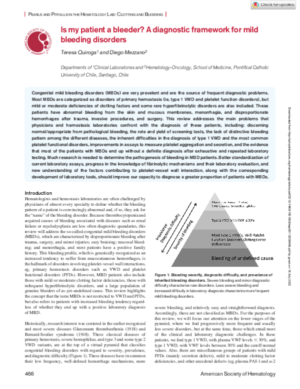 (PDF) Is my patient a bleeder? A diagnostic framework for mild bleeding ...