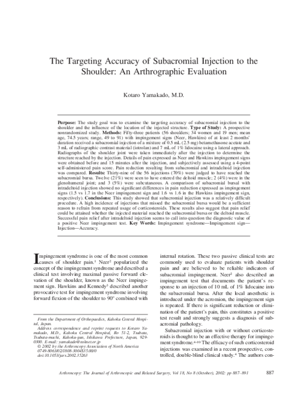 (PDF) The targeting accuracy of subacromial injection to the shoulder ...