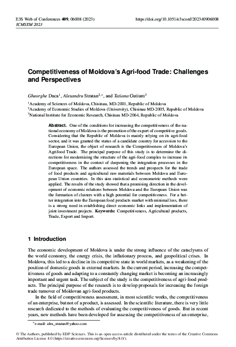 (PDF) Competitiveness of Moldova’s Agri-food Trade: Challenges and ...