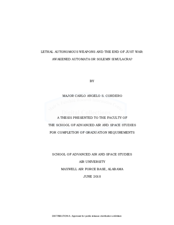 (PDF) Lethal Autonomous Weapons and the End of Just War: Awakened ...