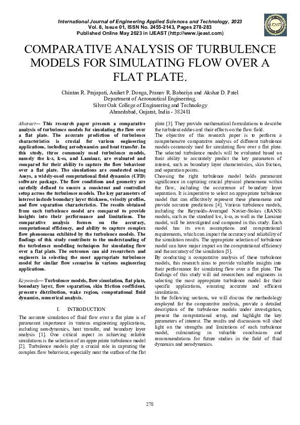 (PDF) COMPARATIVE ANALYSIS OF TURBULENCE MODELS FOR SIMULATING FLOW ...