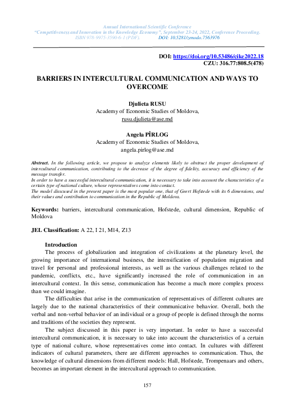 (PDF) Barriers in intercultural communication and ways to overcome