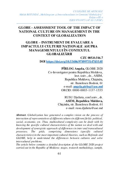 (PDF) Globe - assessment tool of the impact of national culture on ...