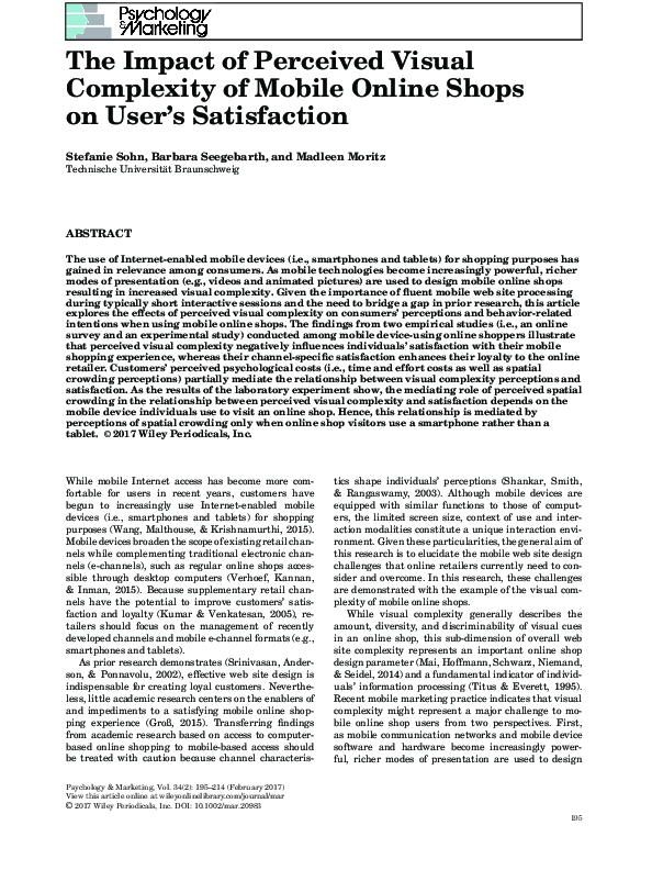 (PDF) The Impact of Perceived Visual Complexity of Mobile Online Shops ...