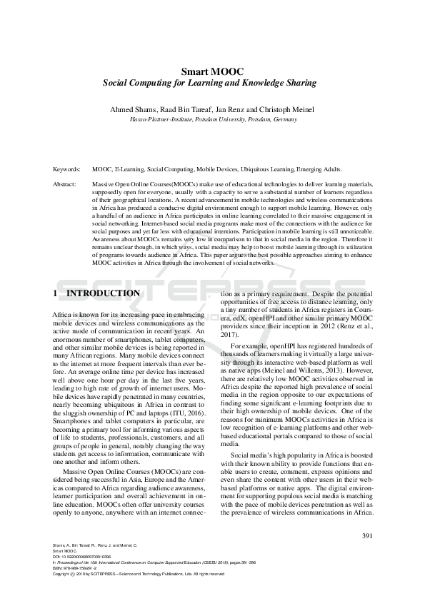 (PDF) Smart MOOC - Social Computing for Learning and Knowledge Sharing
