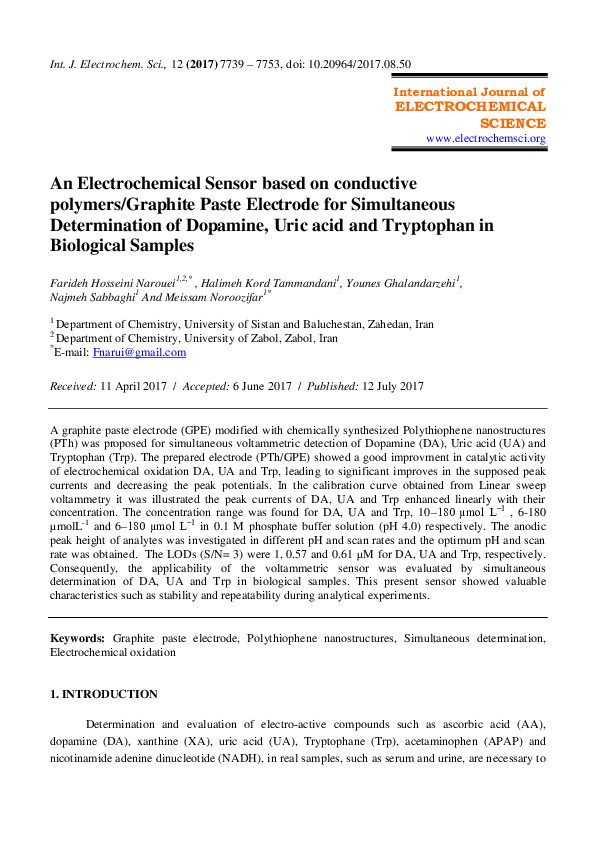 (PDF) An Electrochemical Sensor based on conductive polymers/Graphite ...
