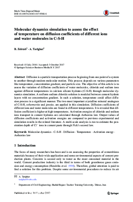 (PDF) Molecular dynamics simulation to assess the effect of temperature ...