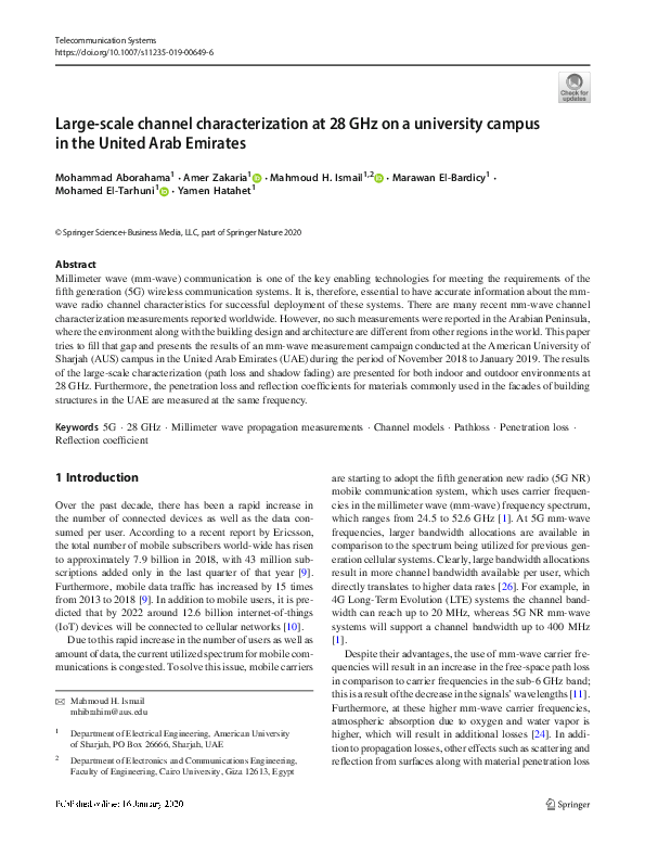 (PDF) Large-scale channel characterization at 28 GHz on a university ...