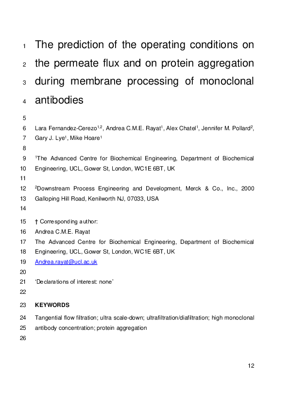 (PDF) The prediction of the operating conditions on the permeate flux ...