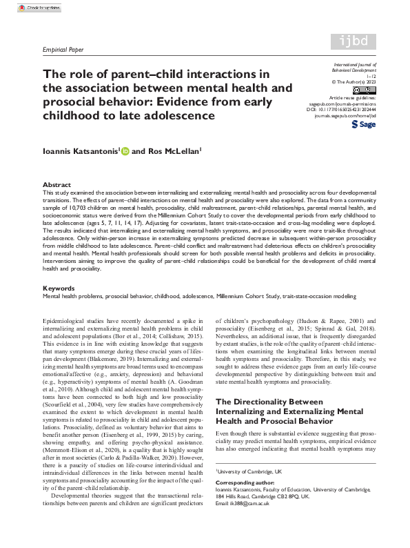 (PDF) The role of parent–child interactions in the association between ...