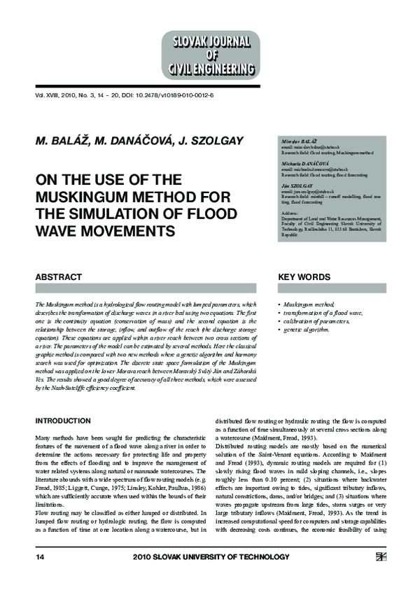 (PDF) On the use of the Muskingum method for the simulation of flood ...