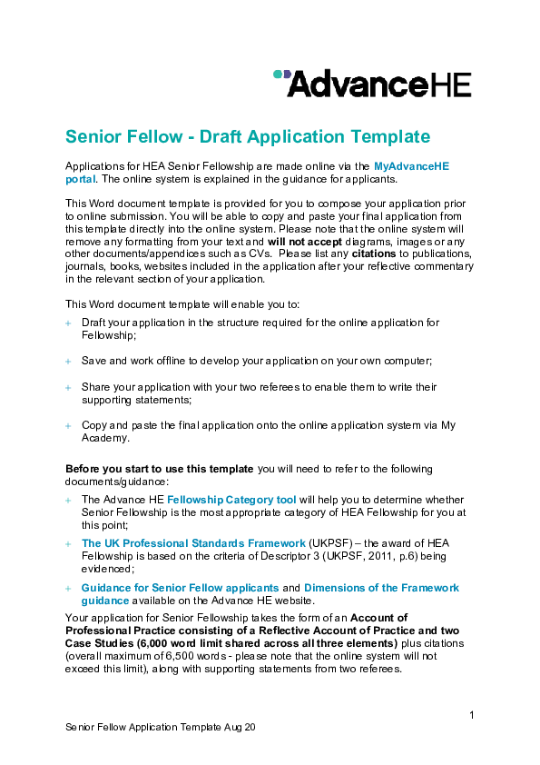 (DOC) Senior Fellow Draft Application Template alphonce philip