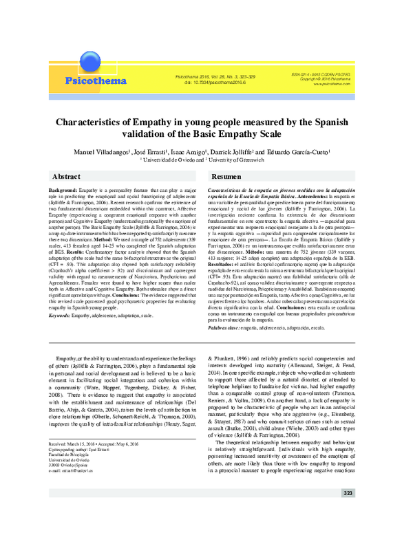(PDF) Characteristics of Empathy in young people measured by the ...