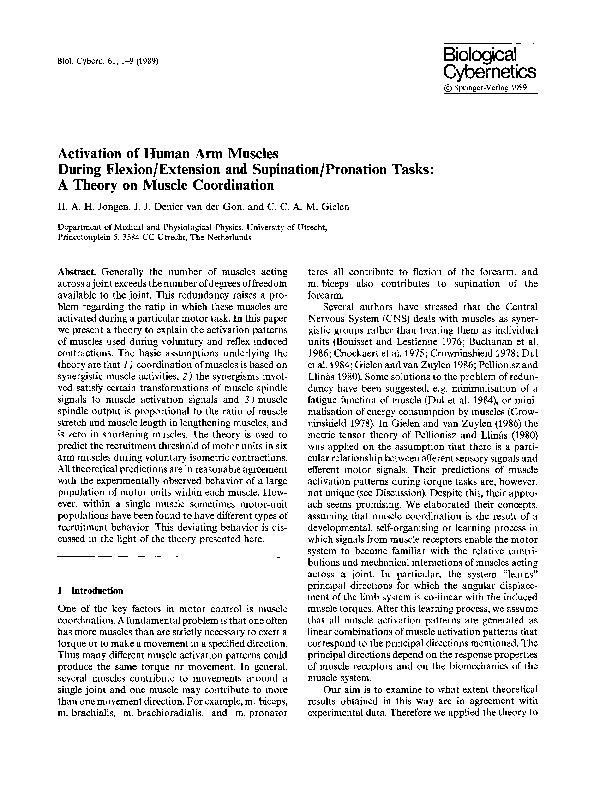 (PDF) Activation of human arm muscles during flexion/extension and ...