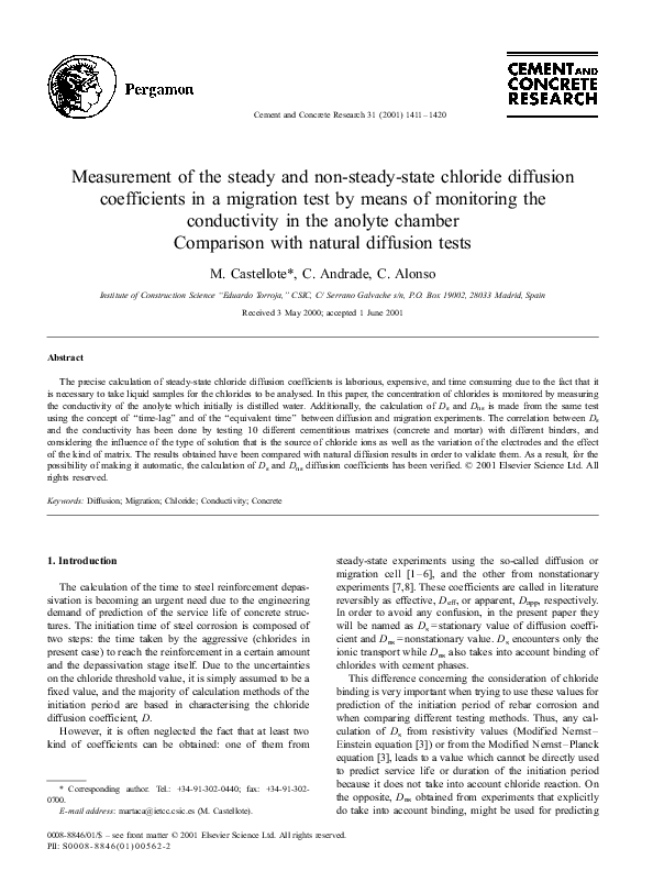 (PDF) Measurement of the steady and non-steady-state chloride diffusion ...