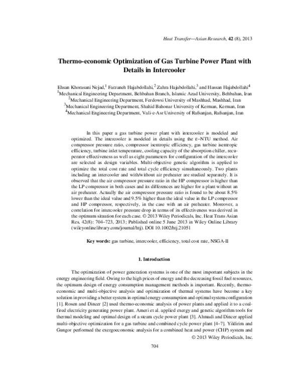 (PDF) Thermo-economic Optimization of Gas Turbine Power Plant with ...