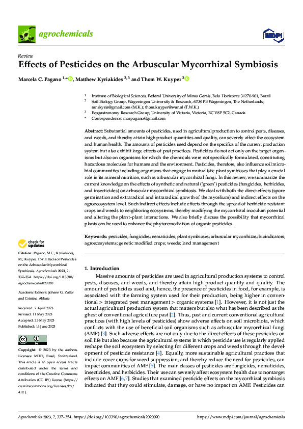 (PDF) Effects of Pesticides on the Arbuscular Mycorrhizal Symbiosis