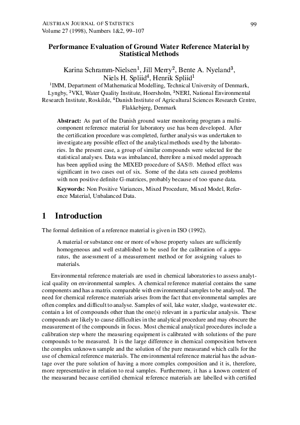 (PDF) Performance Evaluation of Ground Water Reference Material by ...