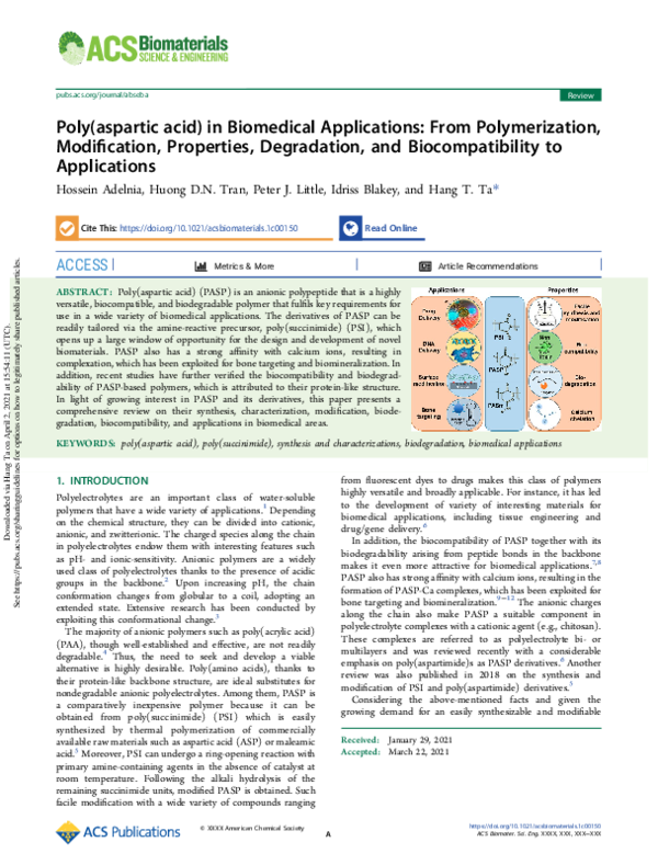 (PDF) Poly(aspartic acid) in Biomedical Applications: From ...