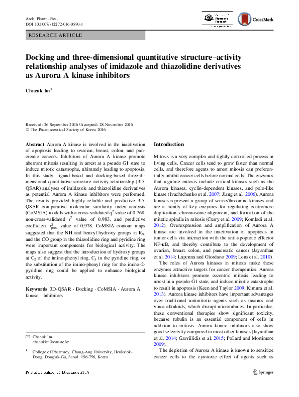(PDF) Docking and Three-Dimensional Quantitative Structure−Activity ...