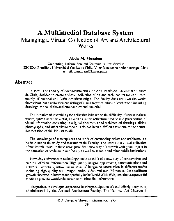 (PDF) A Multimedial Database System - Managing a Virtual Collection of ...