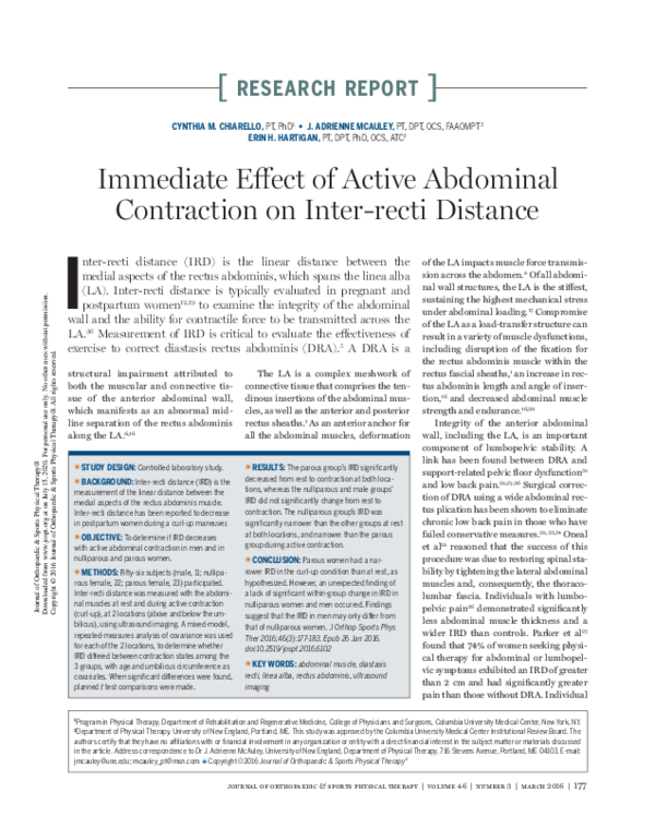 (PDF) Immediate Effect of Active Abdominal Contraction on Inter-Recti ...