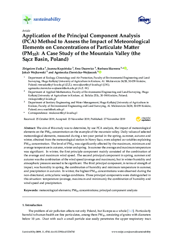 (PDF) Application of the Principal Component Analysis (PCA) Method to ...