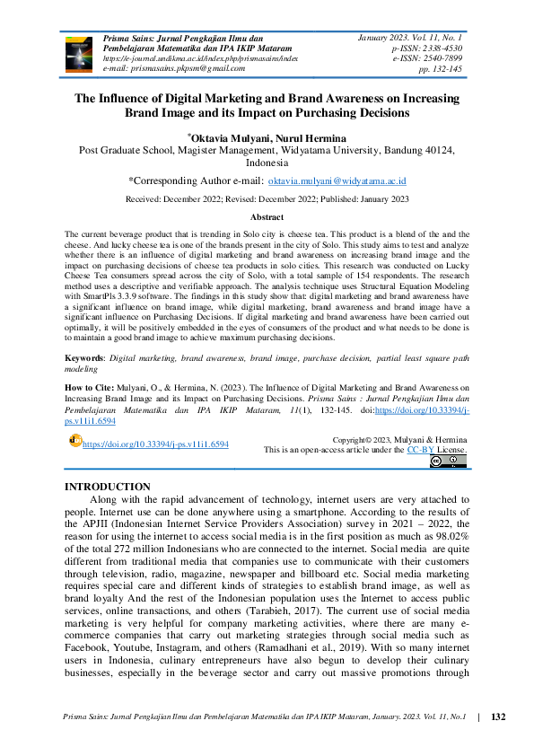 (PDF) The Influence of Digital Marketing and Brand Awareness on ...