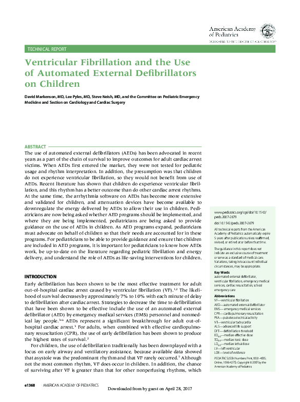 (PDF) Ventricular Fibrillation and the Use of Automated External ...