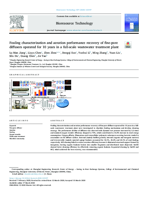 (PDF) Fouling characterization and aeration performance recovery of ...