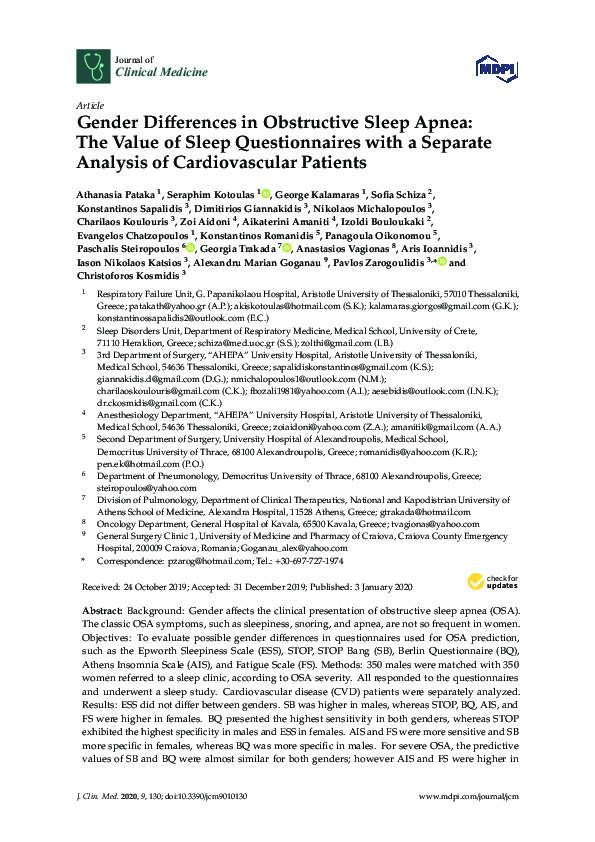 (PDF) Gender Differences in Obstructive Sleep Apnea: The Value of Sleep ...