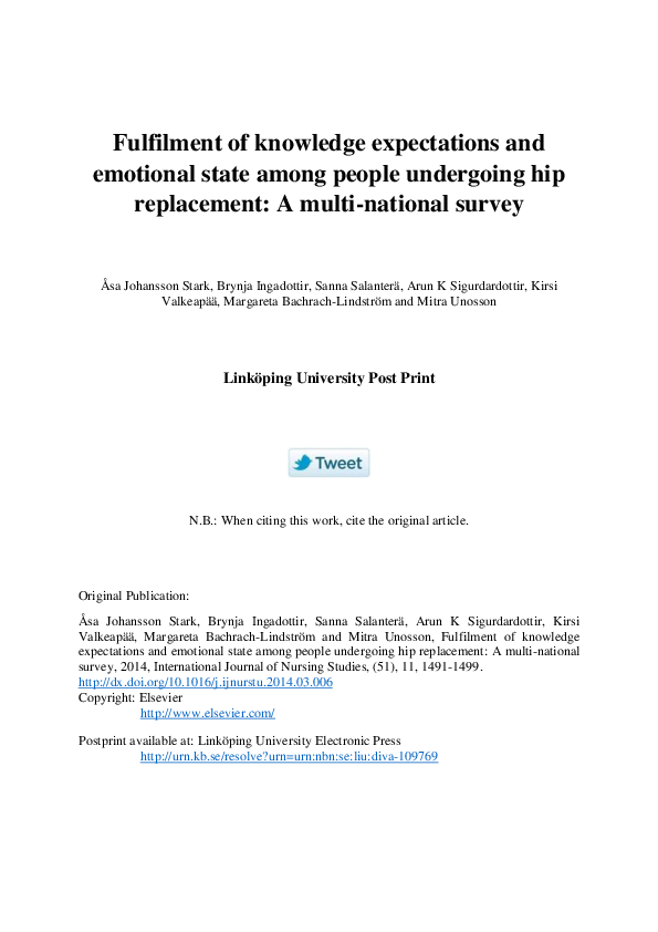 (PDF) Fulfilment of knowledge expectations and emotional state among