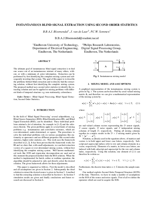 (PDF) A single stage approach to blind source extraction based on ...