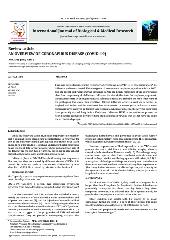 (PDF) An overview of coronavirus disease (covid-19)