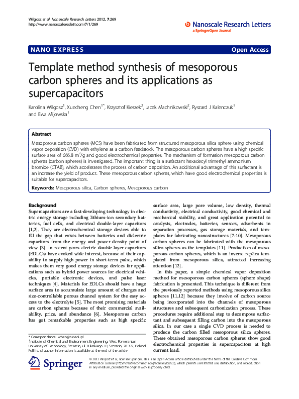 (PDF) Template method synthesis of mesoporous carbon spheres and its ...