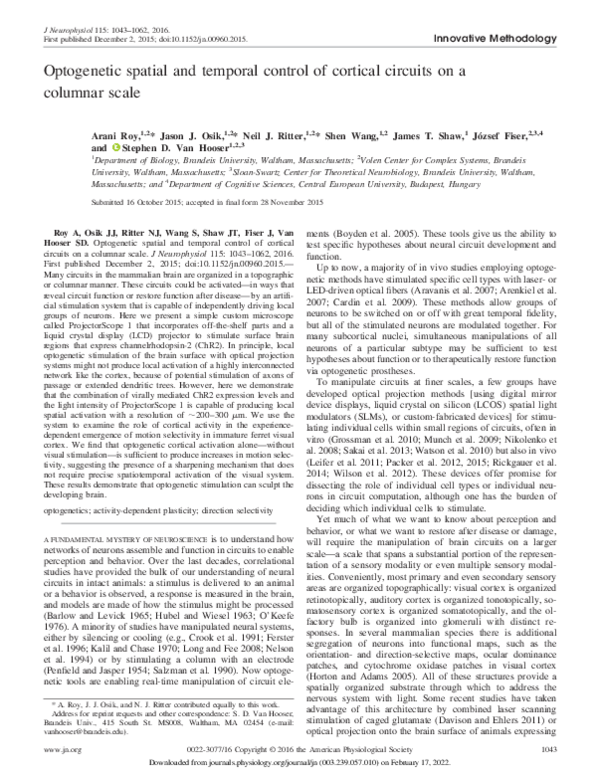 (PDF) Optogenetic spatial and temporal control of cortical circuits on ...