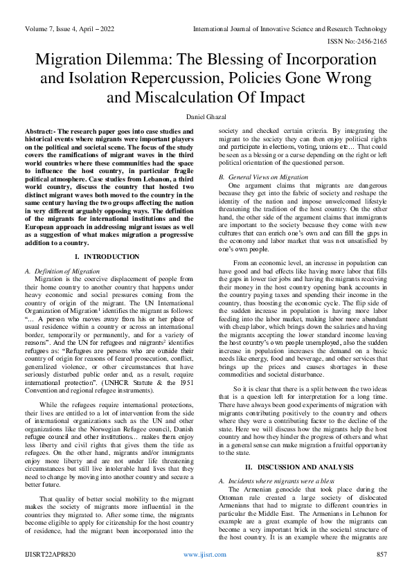 (PDF) Migration Dilemma: The Blessing of Incorporation and Isolation ...
