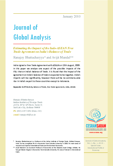 (PDF) Estimating the Impact of the Indo-ASEAN Free Trade Agreement on ...