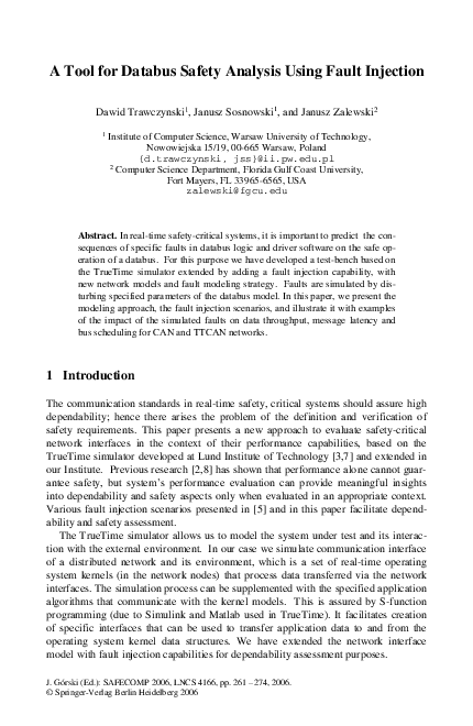 (PDF) A Tool for Databus Safety Analysis Using Fault Injection